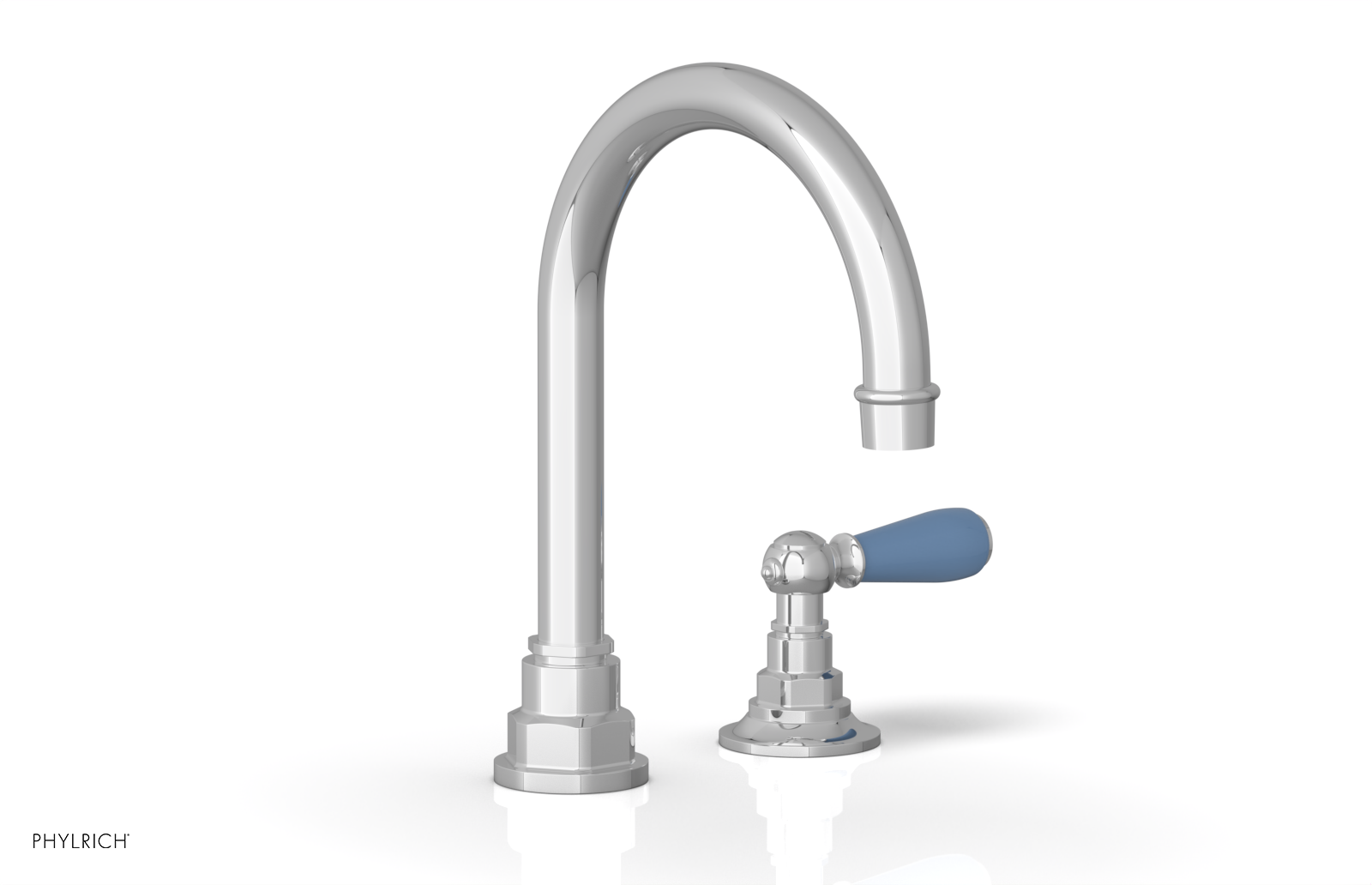 JAMESTOWN Single Handle Faucet - High Spout - Lever Handle with "Light Blue" Accents 165-06
