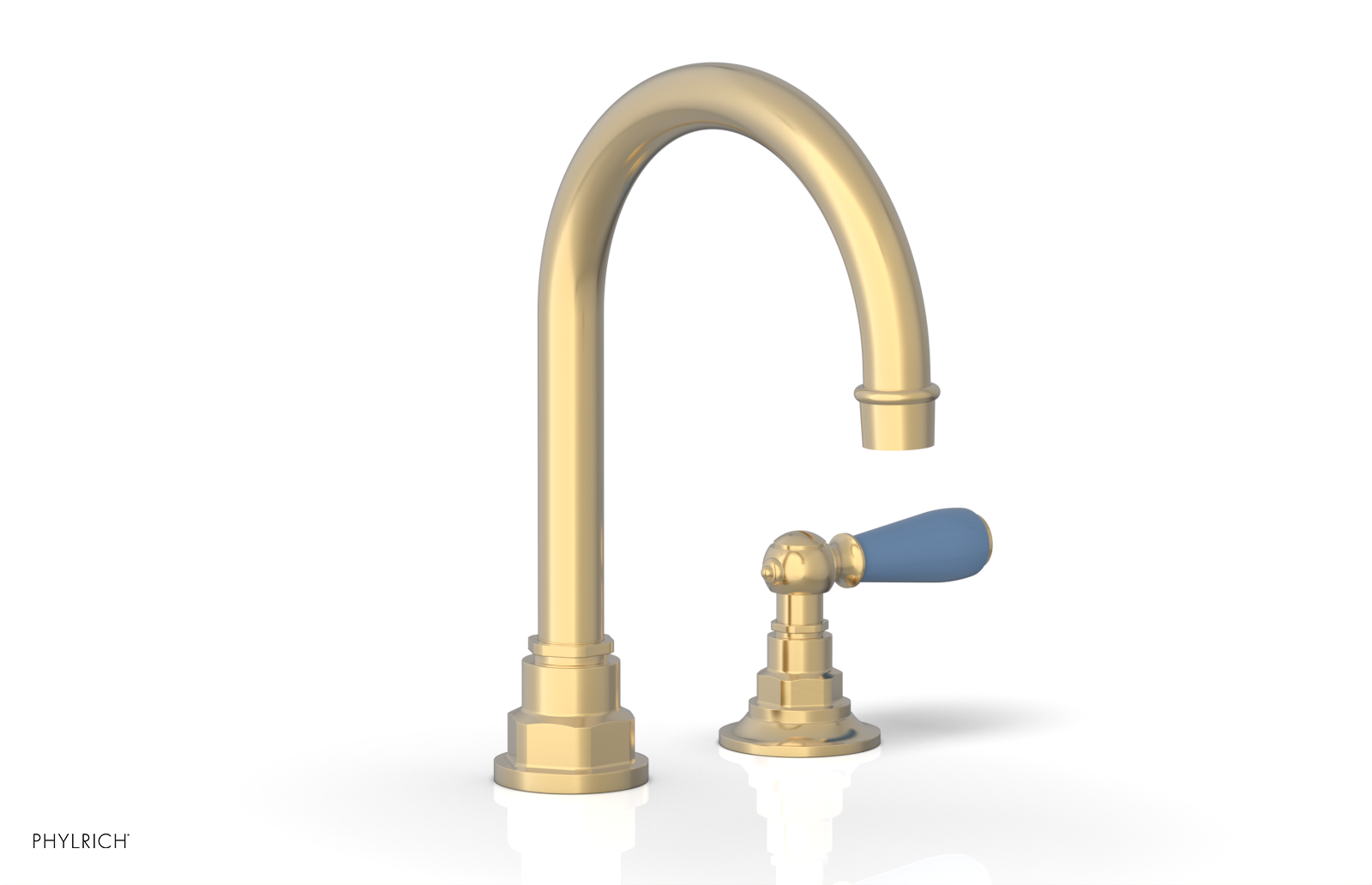 JAMESTOWN Single Handle Faucet - High Spout - Lever Handle with "Light Blue" Accents 165-06