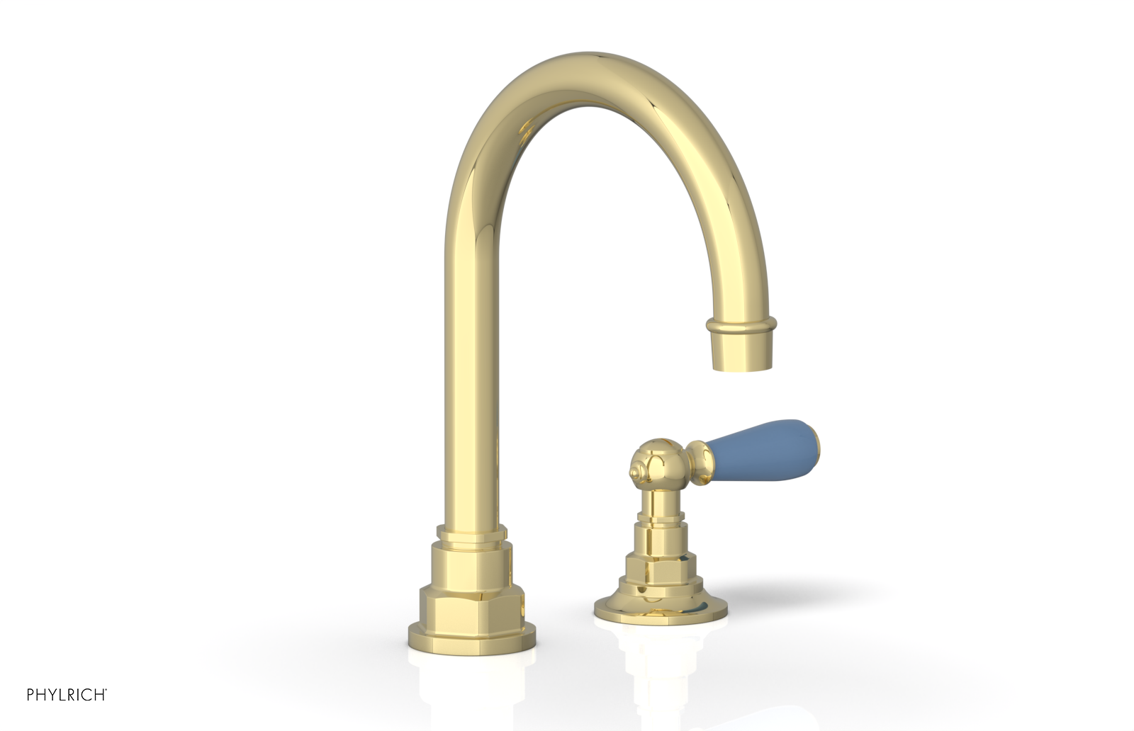 JAMESTOWN Single Handle Faucet - High Spout - Lever Handle with "Light Blue" Accents 165-06