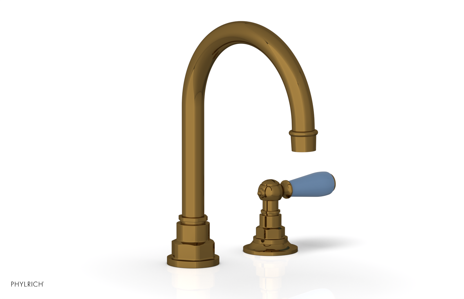 JAMESTOWN Single Handle Faucet - High Spout - Lever Handle with "Light Blue" Accents 165-06
