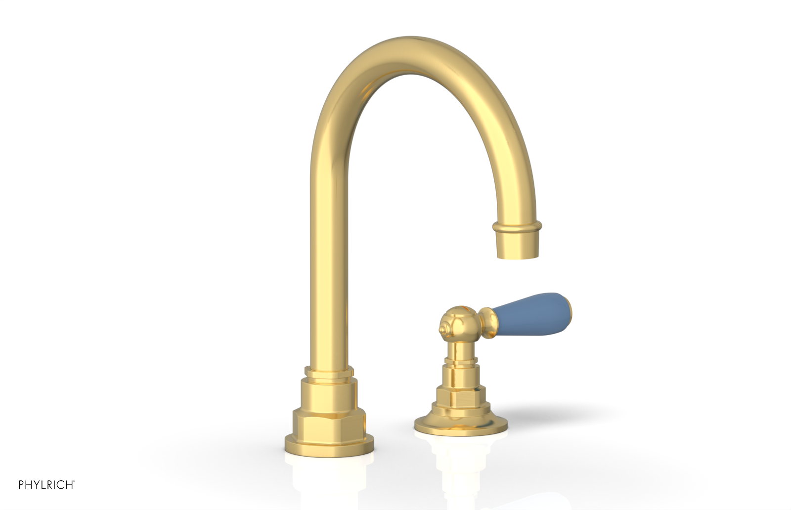 JAMESTOWN Single Handle Faucet - High Spout - Lever Handle with "Light Blue" Accents 165-06