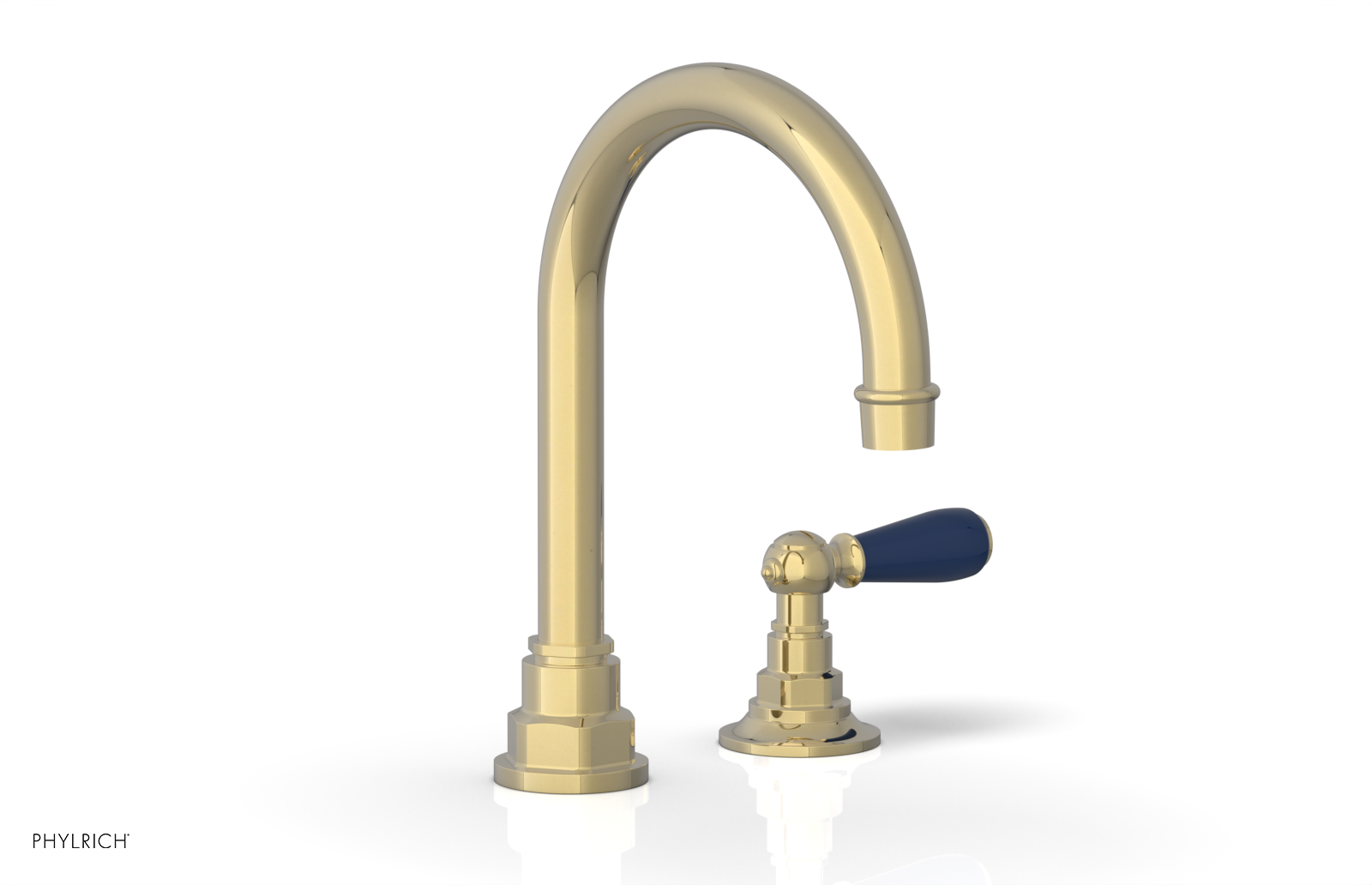 JAMESTOWN Single Handle Faucet - High Spout - Lever Handle with "Navy Blue" Accents 165-06