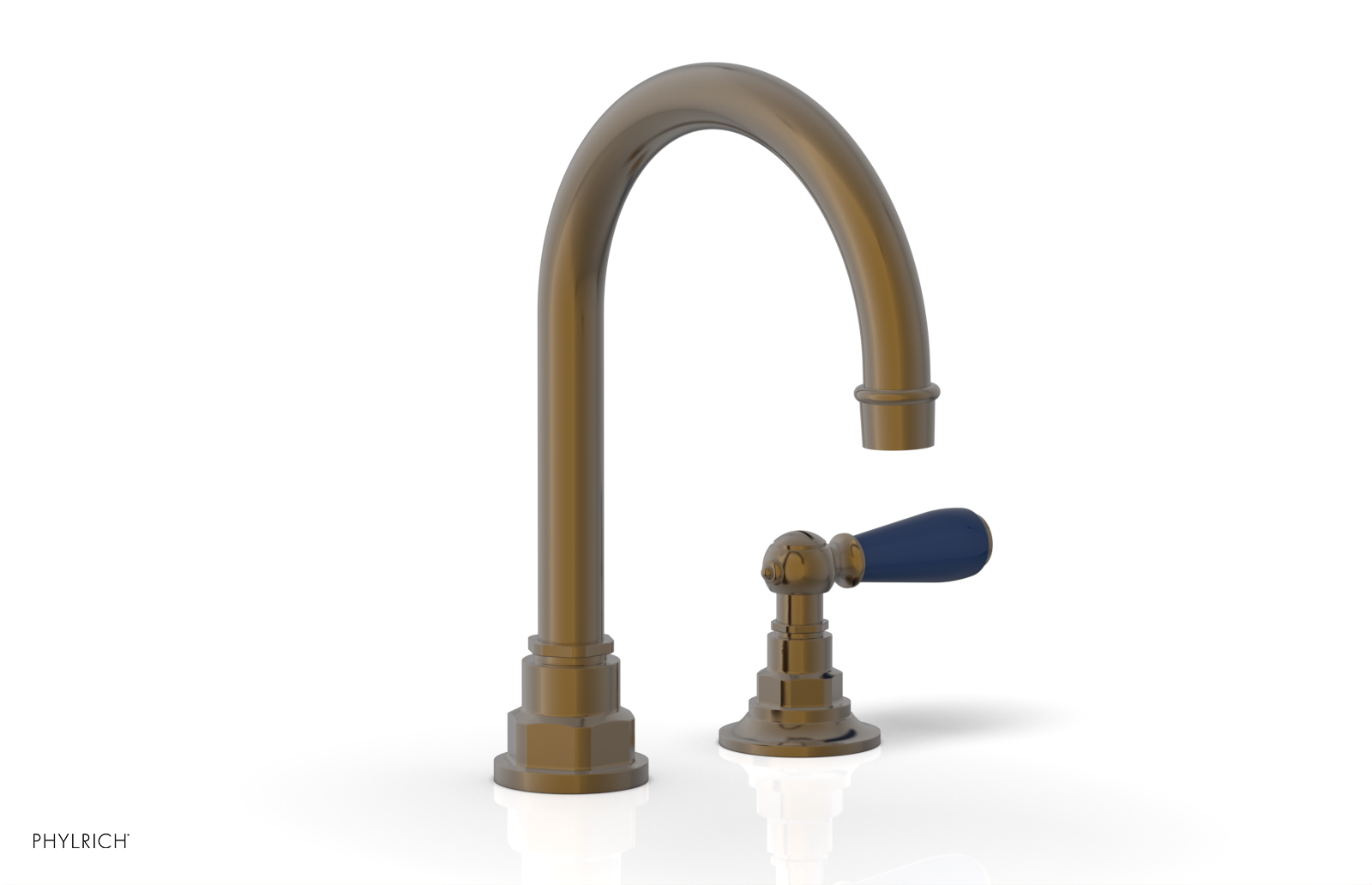 JAMESTOWN Single Handle Faucet - High Spout - Lever Handle with "Navy Blue" Accents 165-06