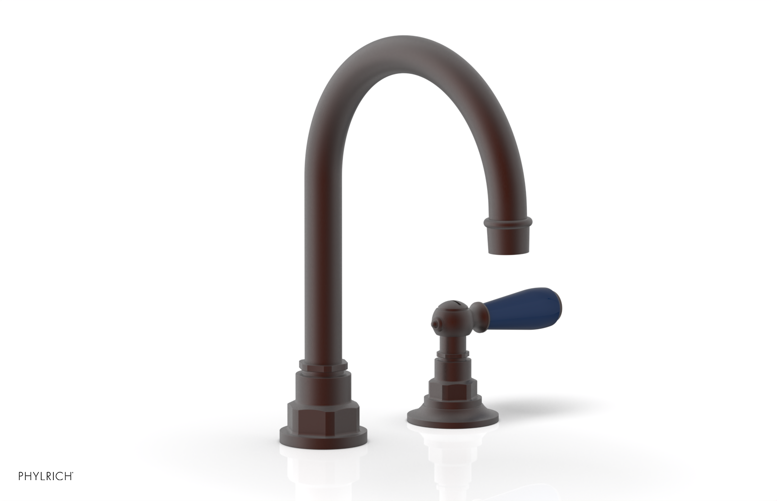 JAMESTOWN Single Handle Faucet - High Spout - Lever Handle with "Navy Blue" Accents 165-06