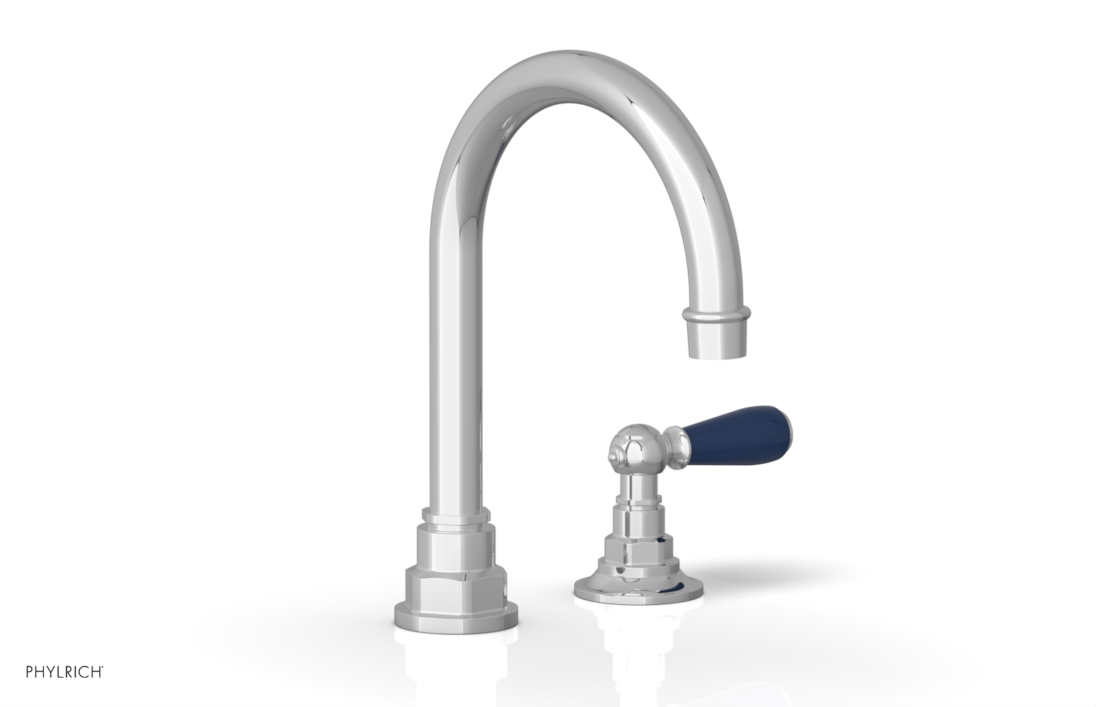 JAMESTOWN Single Handle Faucet - High Spout - Lever Handle with "Navy Blue" Accents 165-06