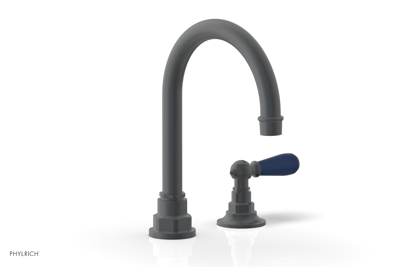 JAMESTOWN Single Handle Faucet - High Spout - Lever Handle with "Navy Blue" Accents 165-06