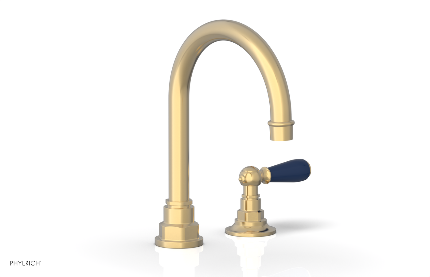 JAMESTOWN Single Handle Faucet - High Spout - Lever Handle with "Navy Blue" Accents 165-06