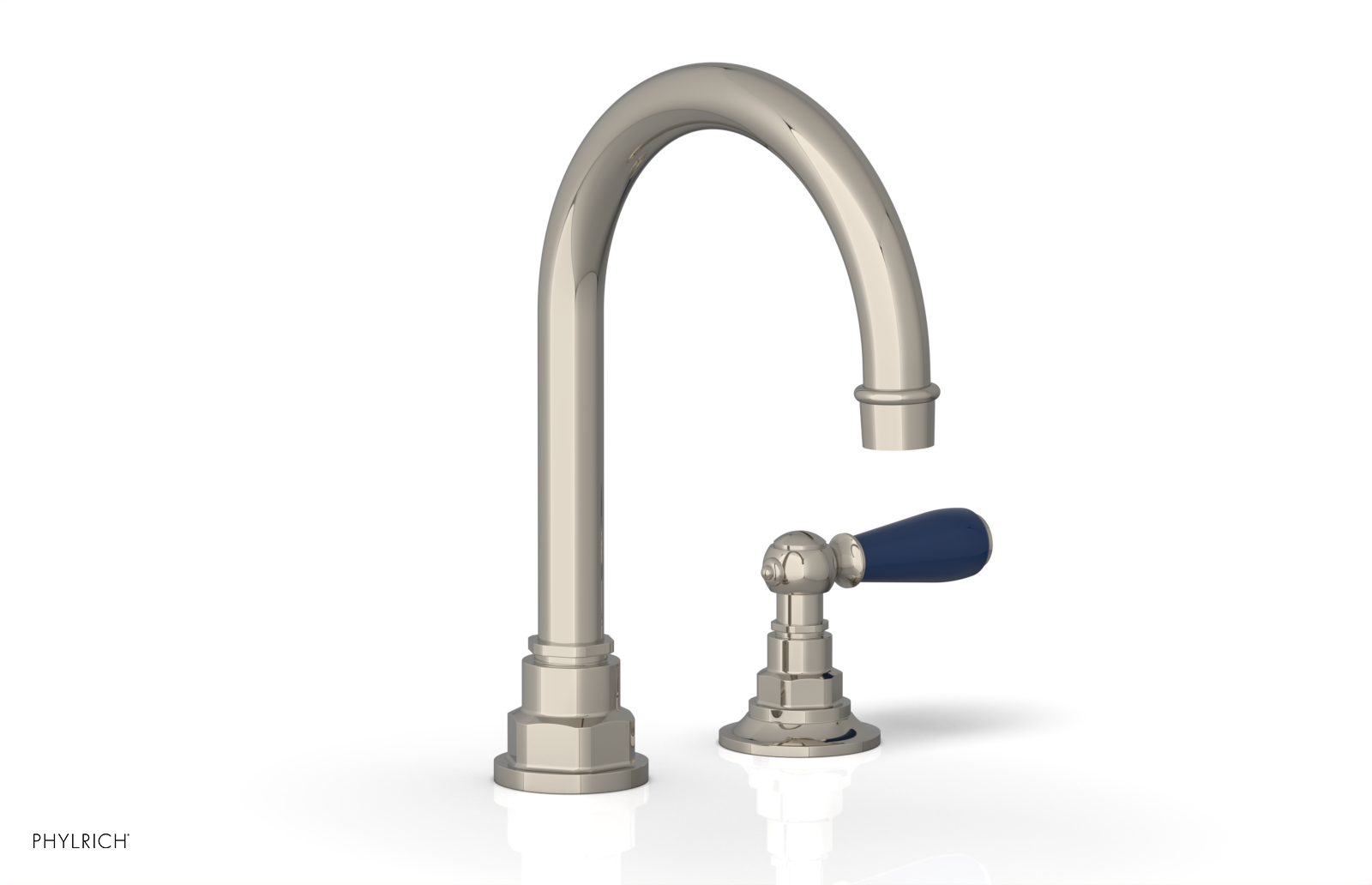 JAMESTOWN Single Handle Faucet - High Spout - Lever Handle with "Navy Blue" Accents 165-06