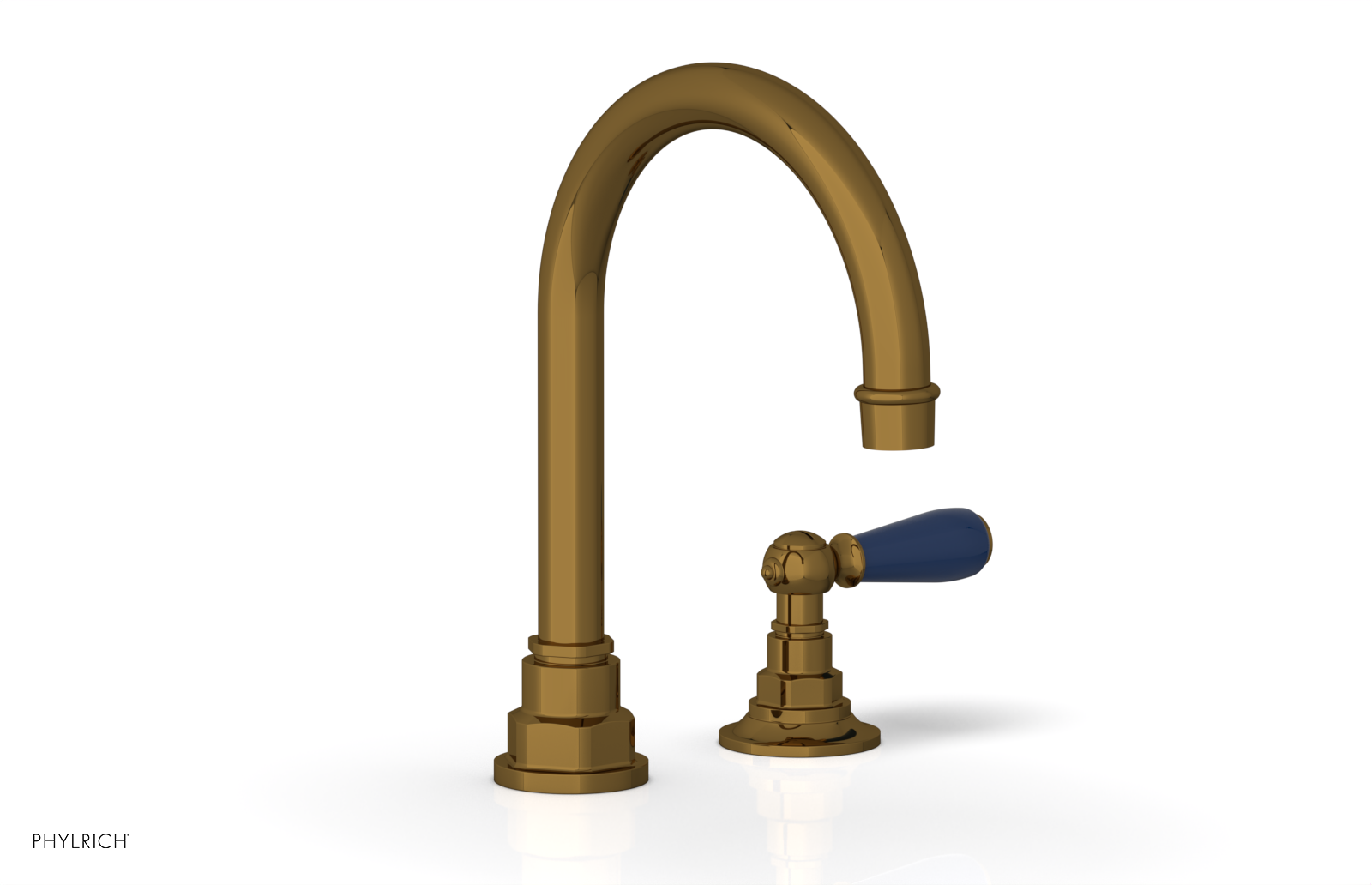 JAMESTOWN Single Handle Faucet - High Spout - Lever Handle with "Navy Blue" Accents 165-06