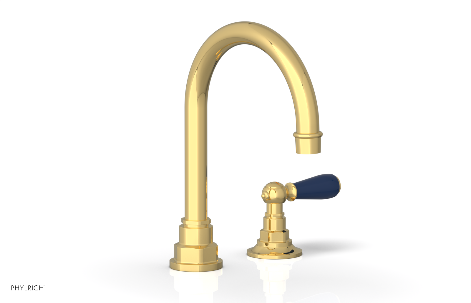 JAMESTOWN Single Handle Faucet - High Spout - Lever Handle with "Navy Blue" Accents 165-06