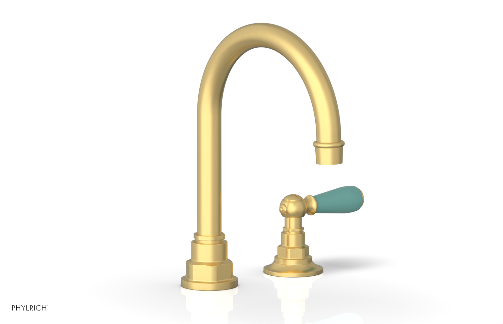 JAMESTOWN Single Handle Faucet - High Spout - Lever Handle with "Turqoise" Accents 165-06