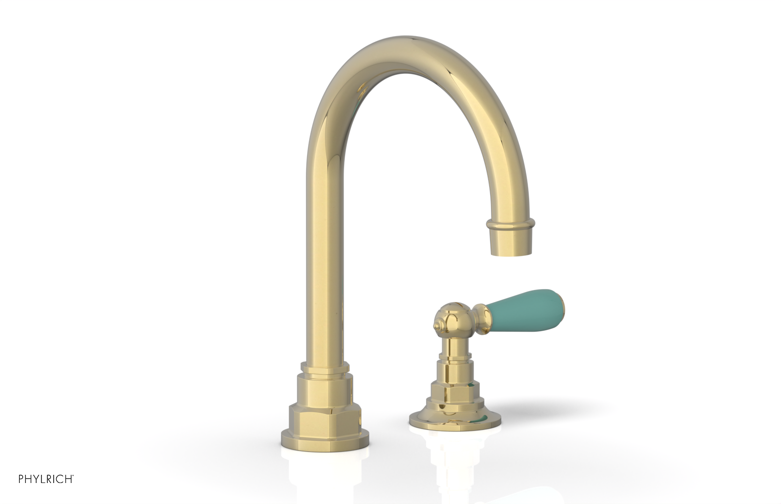 JAMESTOWN Single Handle Faucet - High Spout - Lever Handle with "Turqoise" Accents 165-06
