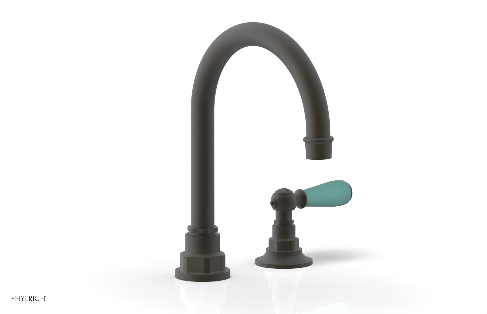 JAMESTOWN Single Handle Faucet - High Spout - Lever Handle with "Turqoise" Accents 165-06