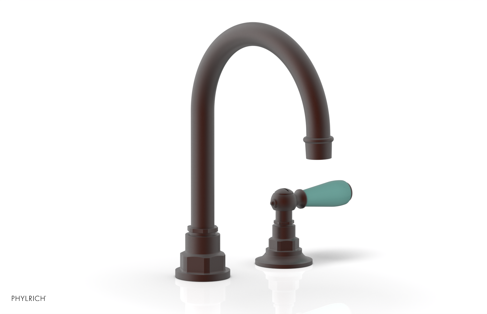 JAMESTOWN Single Handle Faucet - High Spout - Lever Handle with "Turqoise" Accents 165-06