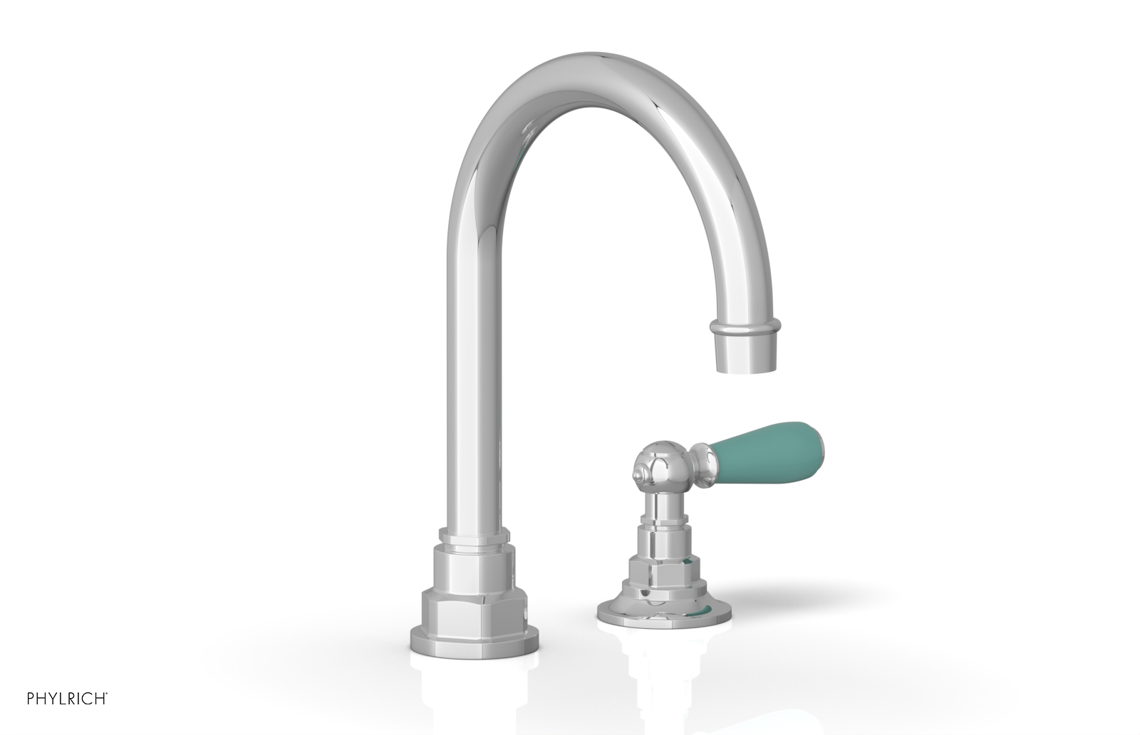 JAMESTOWN Single Handle Faucet - High Spout - Lever Handle with "Turqoise" Accents 165-06