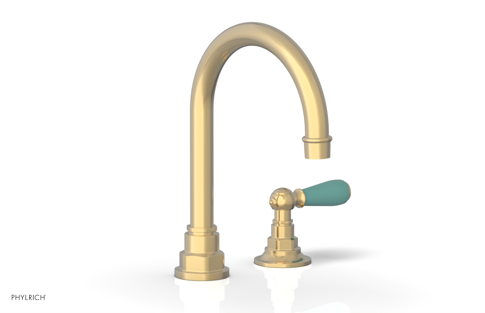 JAMESTOWN Single Handle Faucet - High Spout - Lever Handle with "Turqoise" Accents 165-06
