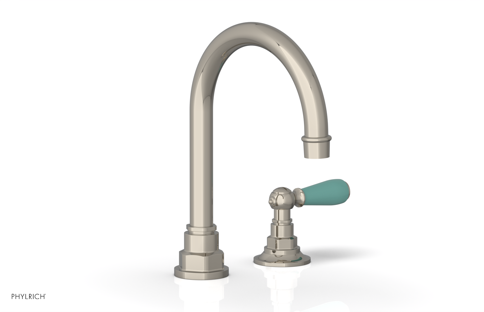JAMESTOWN Single Handle Faucet - High Spout - Lever Handle with "Turqoise" Accents 165-06