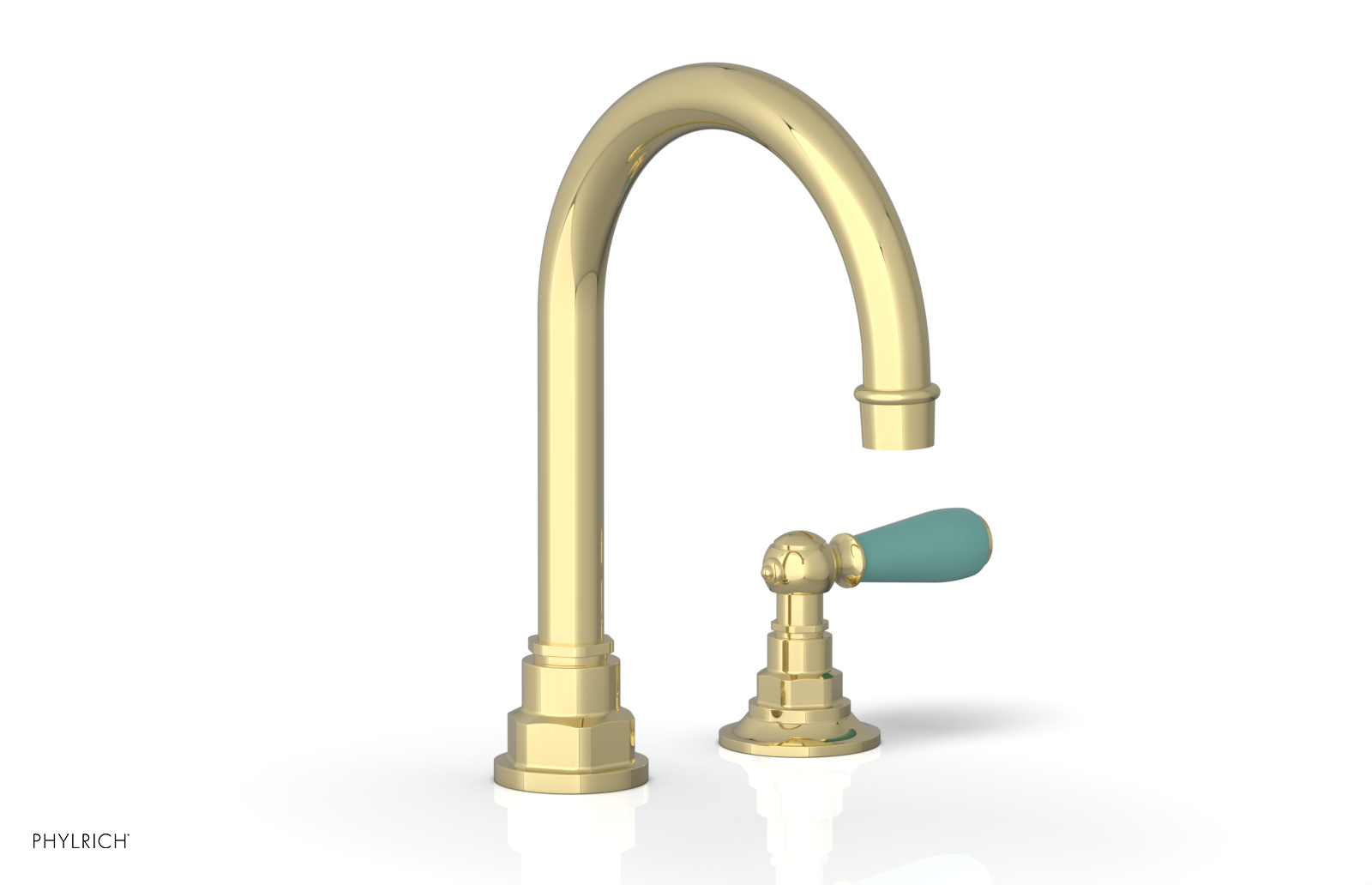 JAMESTOWN Single Handle Faucet - High Spout - Lever Handle with "Turqoise" Accents 165-06