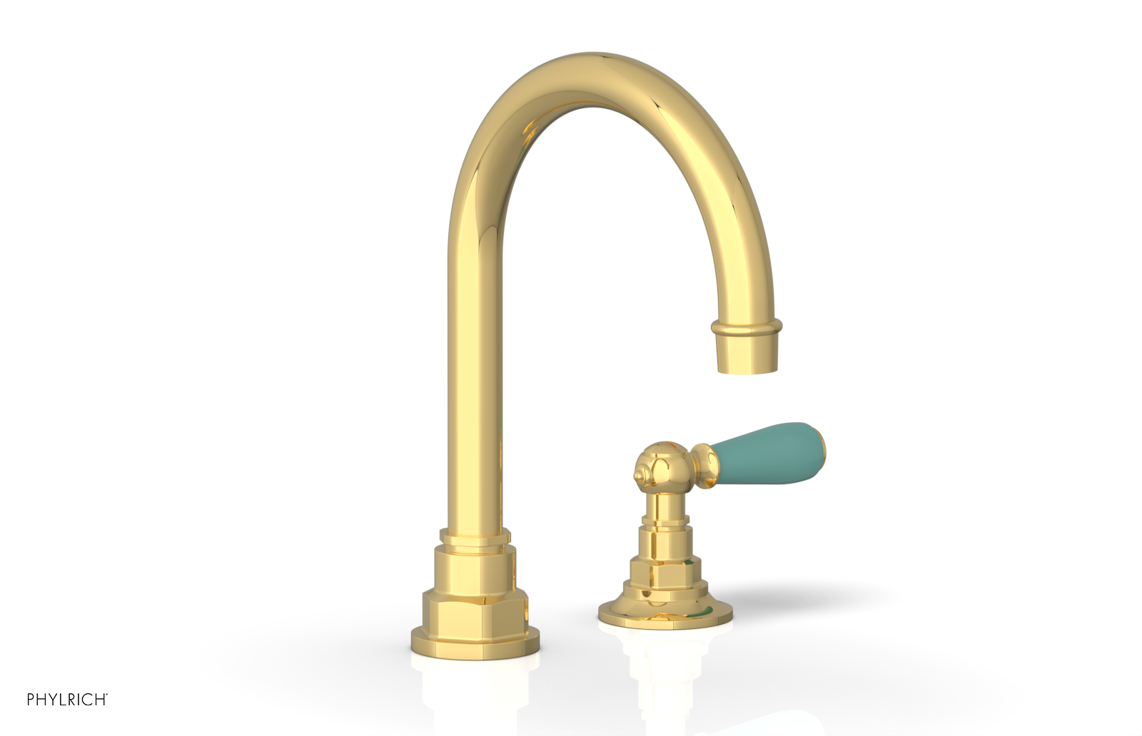 JAMESTOWN Single Handle Faucet - High Spout - Lever Handle with "Turqoise" Accents 165-06