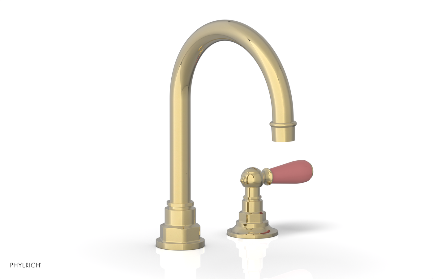 JAMESTOWN Single Handle Faucet - High Spout - Lever Handle with "Pink" Accents 165-06