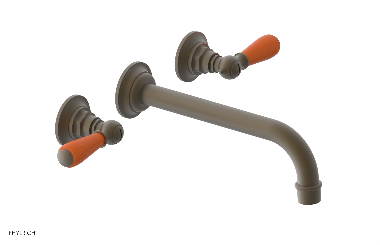 JAMESTOWN Wall Lavatory Set - 10" Spout - Lever Handle with "Orange" Accents 165-12-10