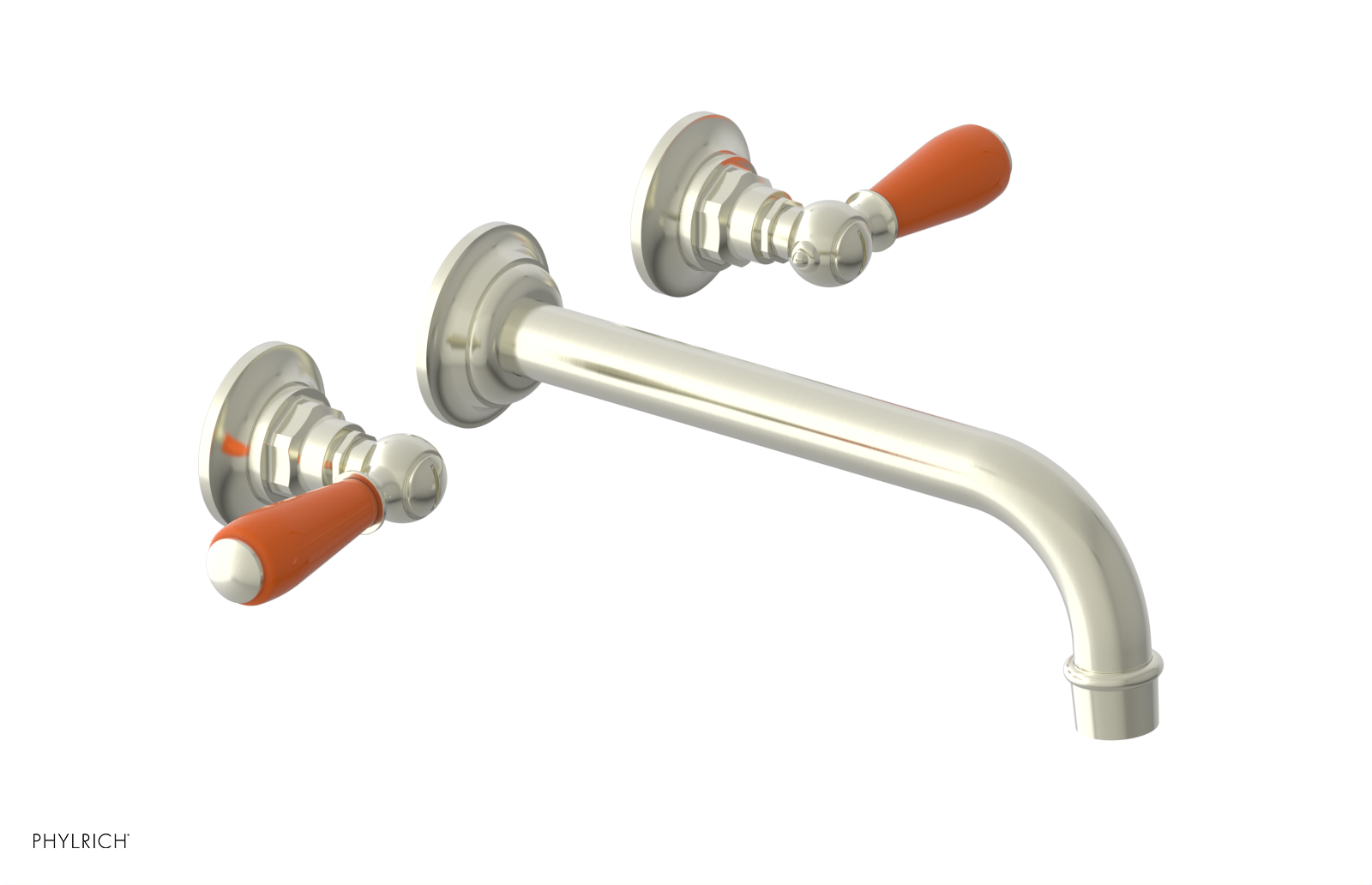 JAMESTOWN Wall Lavatory Set - 10" Spout - Lever Handle with "Orange" Accents 165-12-10