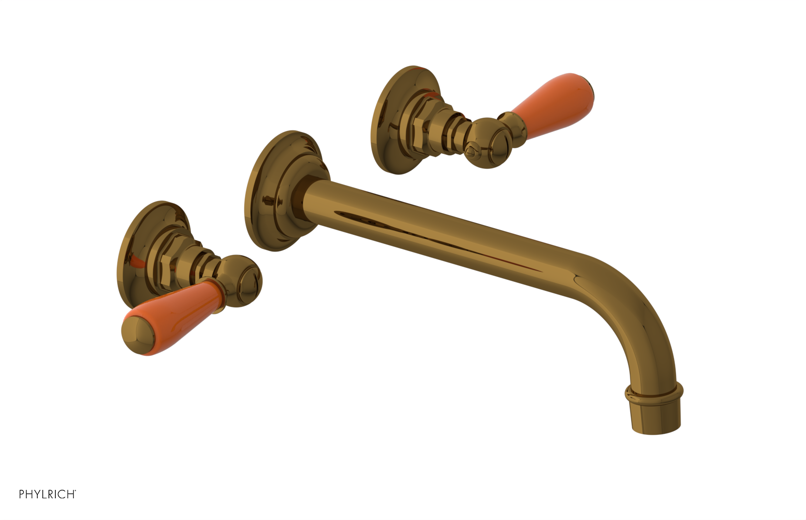 JAMESTOWN Wall Lavatory Set - 10" Spout - Lever Handle with "Orange" Accents 165-12-10