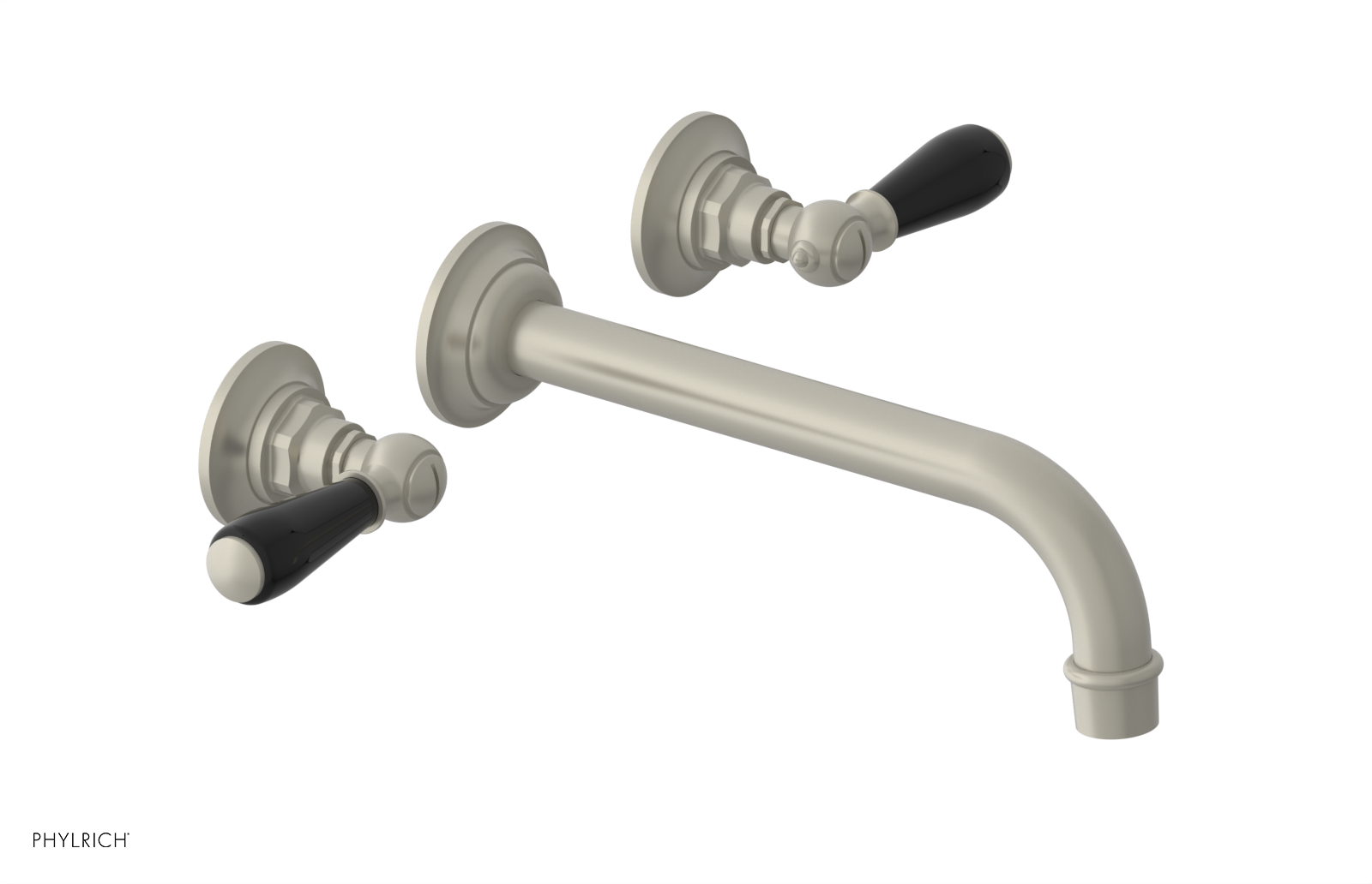 JAMESTOWN Wall Lavatory Set - 10" Spout - Lever Handle with "Black" Accents 165-12-10