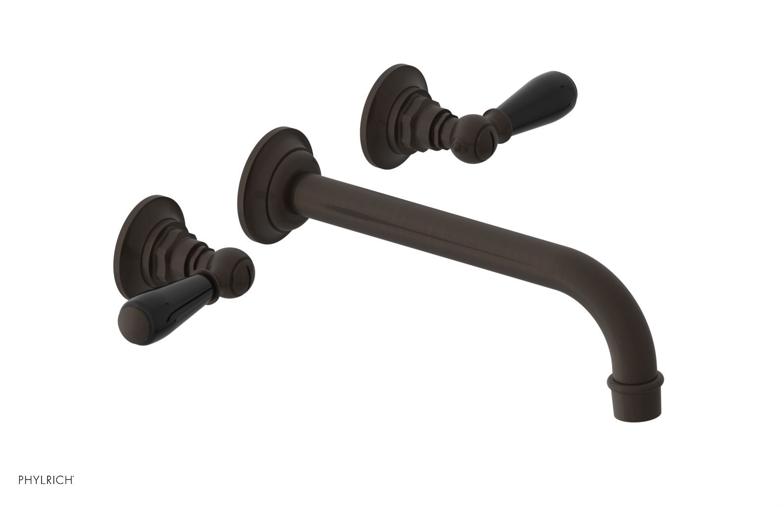 JAMESTOWN Wall Lavatory Set - 10" Spout - Lever Handle with "Black" Accents 165-12-10