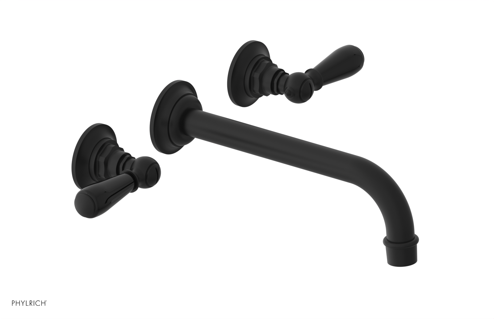 JAMESTOWN Wall Lavatory Set - 10" Spout - Lever Handle with "Black" Accents 165-12-10