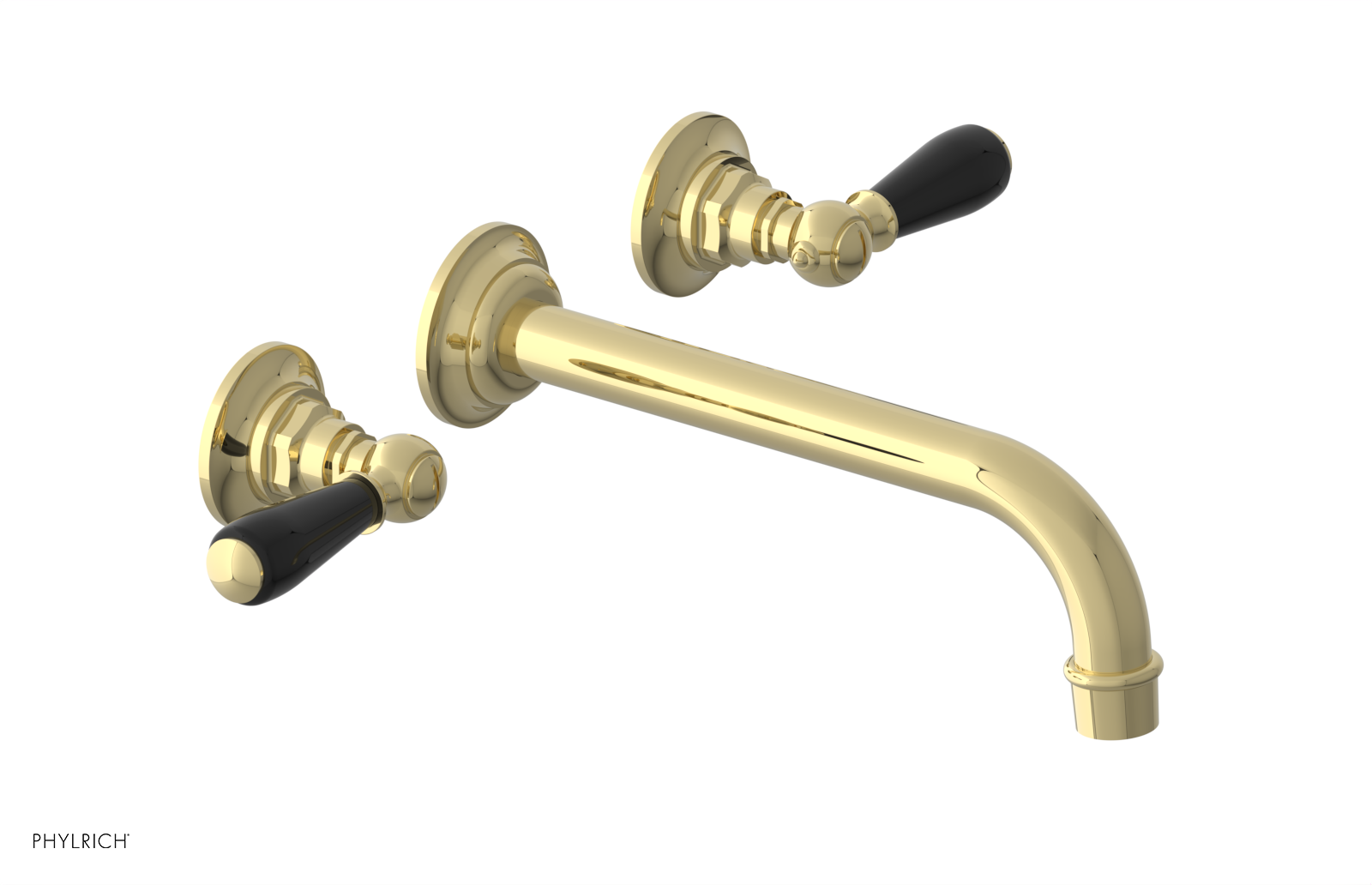 JAMESTOWN Wall Lavatory Set - 10" Spout - Lever Handle with "Black" Accents 165-12-10