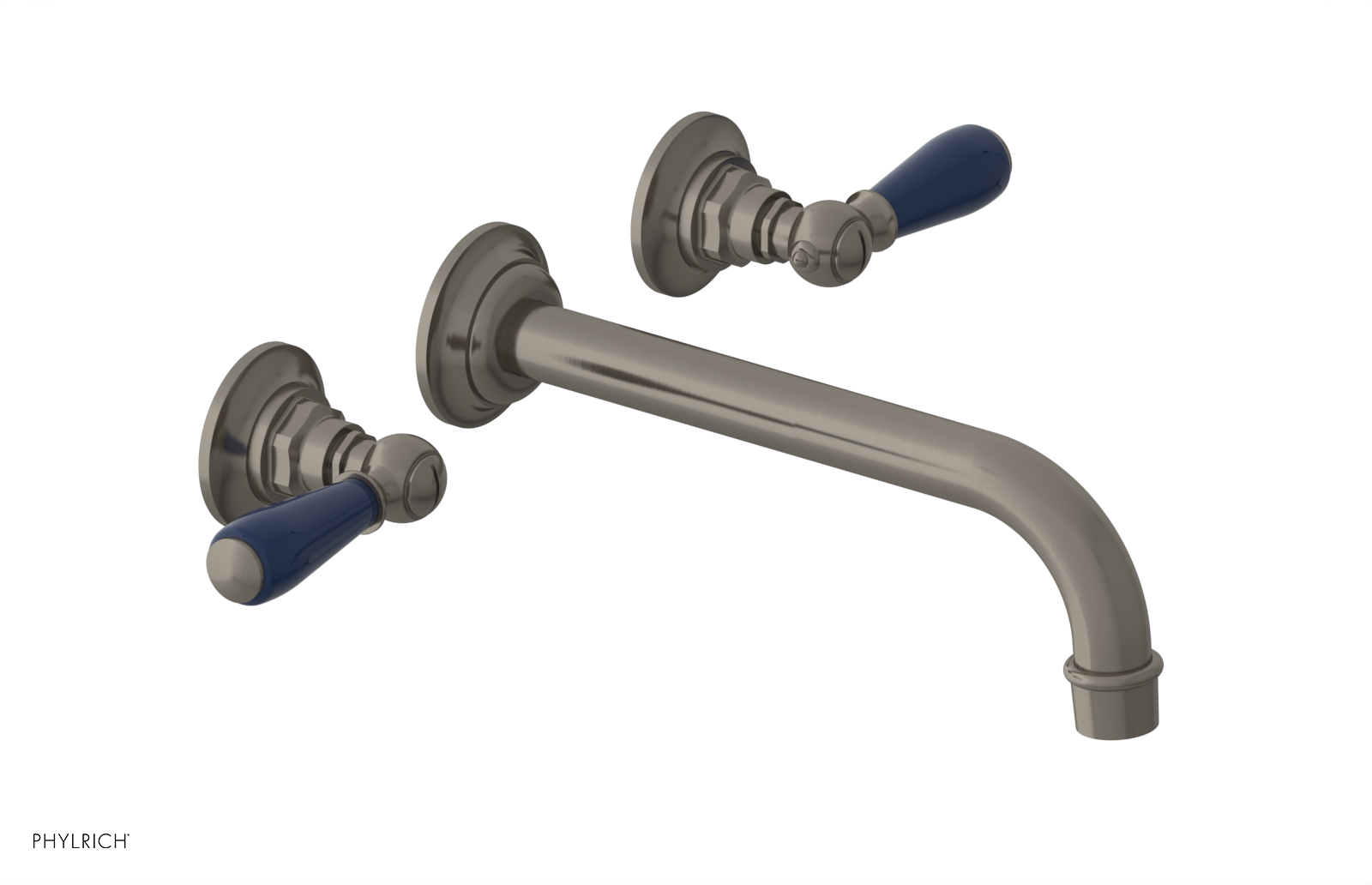 JAMESTOWN Wall Lavatory Set - 10" Spout - Lever Handle with "Navy Blue" Accents 165-12-10