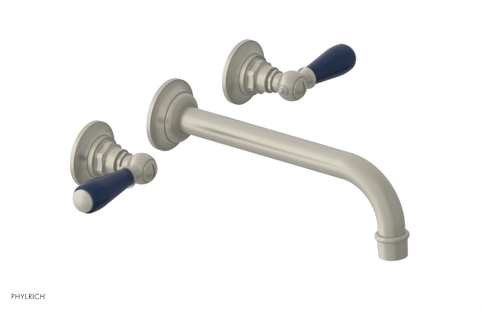 JAMESTOWN Wall Lavatory Set - 10" Spout - Lever Handle with "Navy Blue" Accents 165-12-10