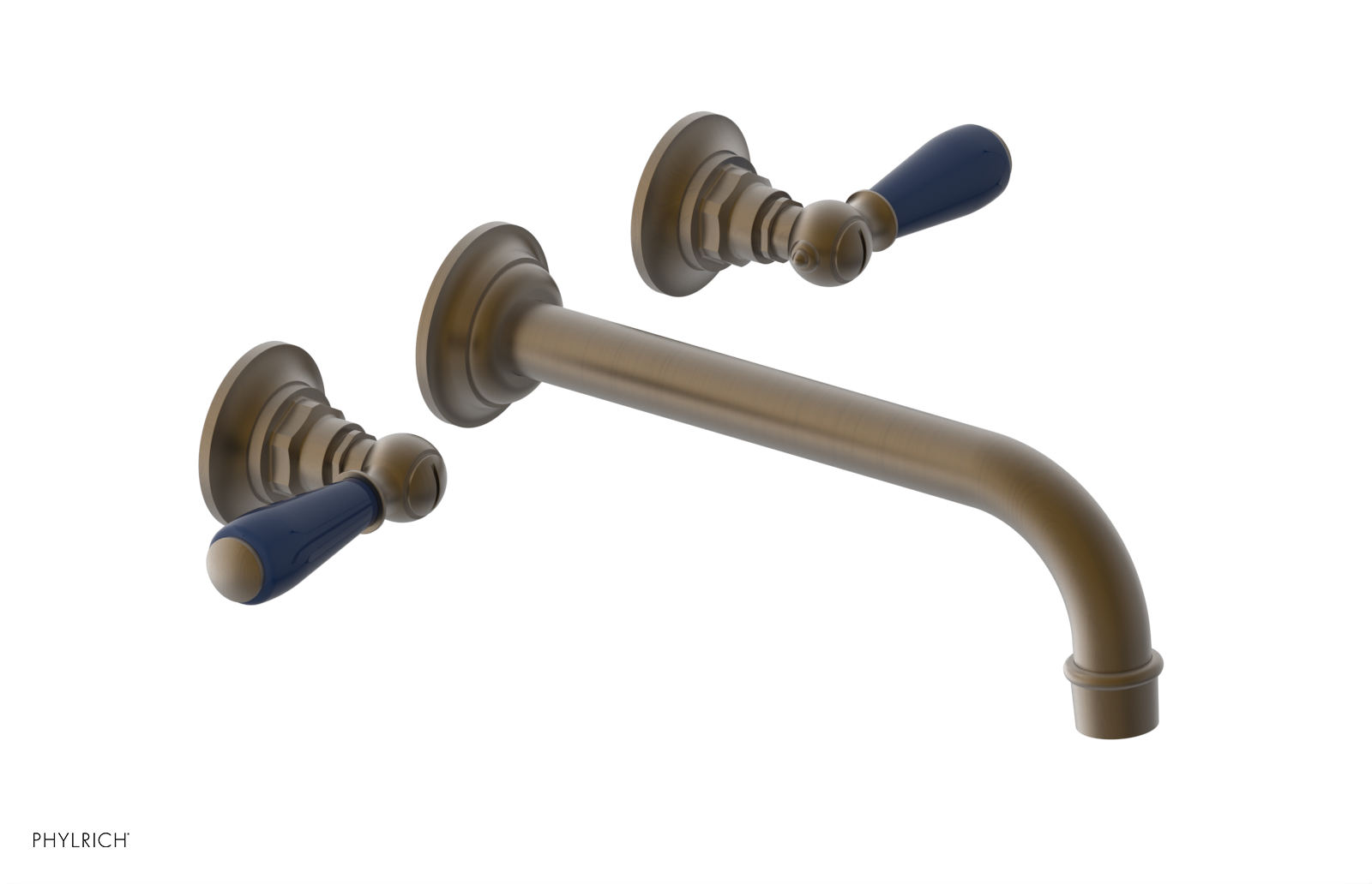JAMESTOWN Wall Lavatory Set - 10" Spout - Lever Handle with "Navy Blue" Accents 165-12-10