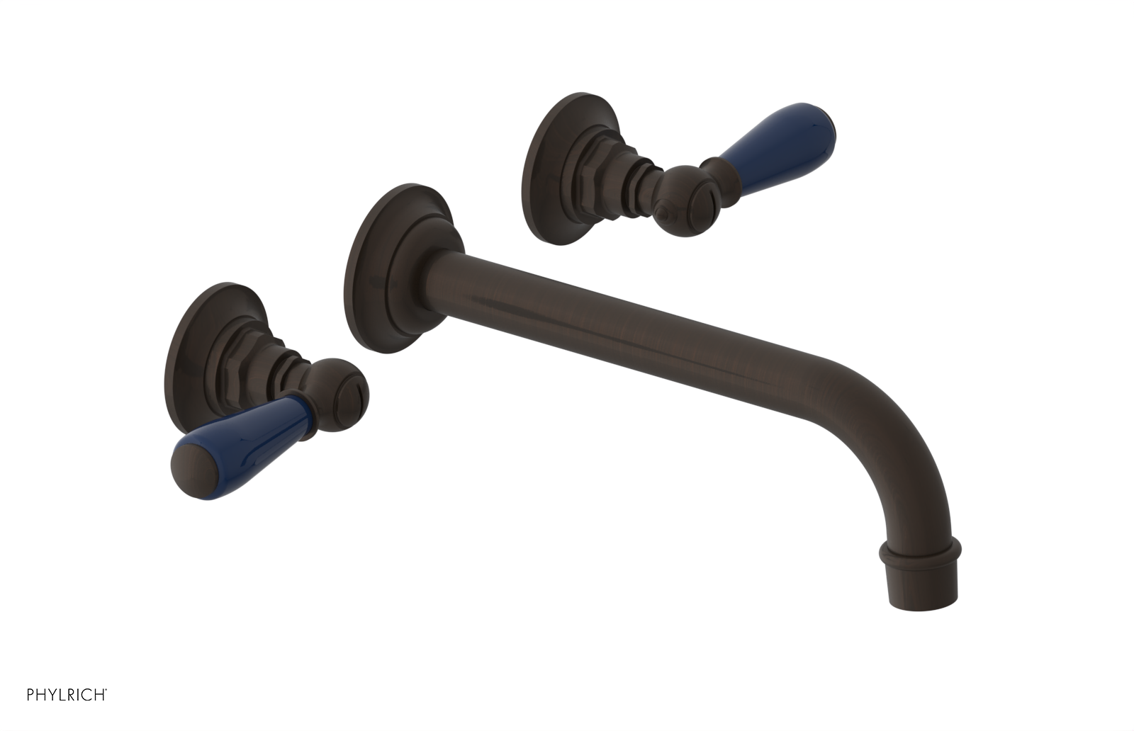 JAMESTOWN Wall Lavatory Set - 10" Spout - Lever Handle with "Navy Blue" Accents 165-12-10