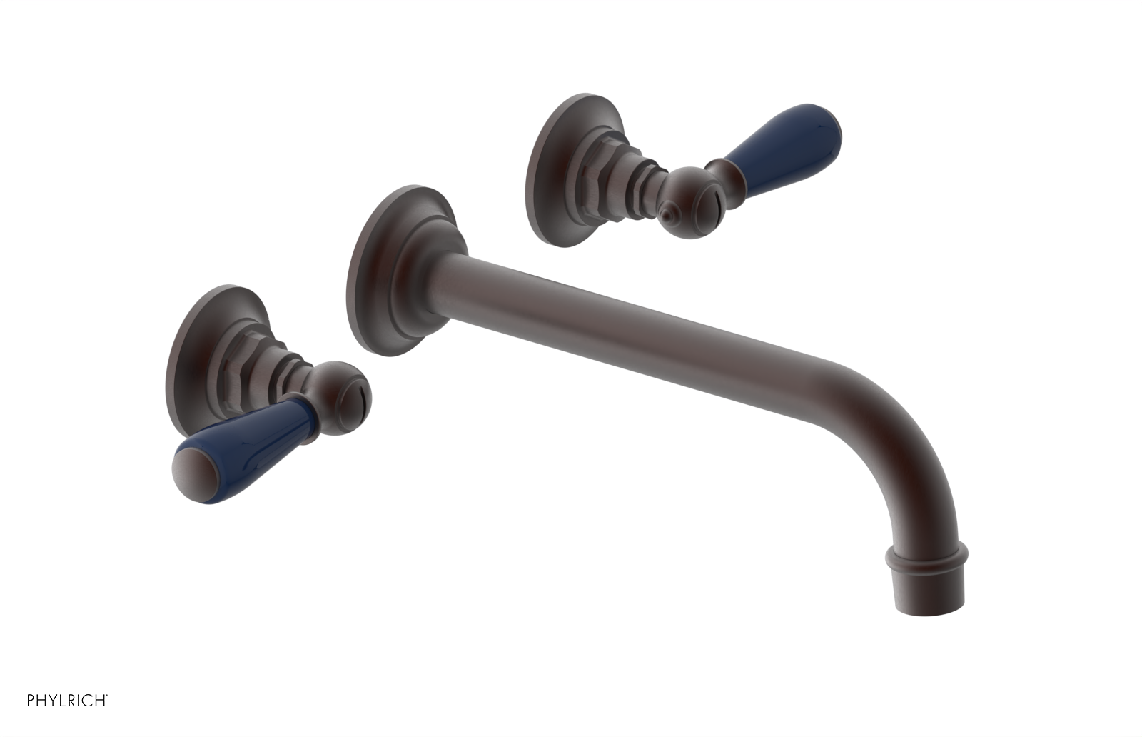JAMESTOWN Wall Lavatory Set - 10" Spout - Lever Handle with "Navy Blue" Accents 165-12-10