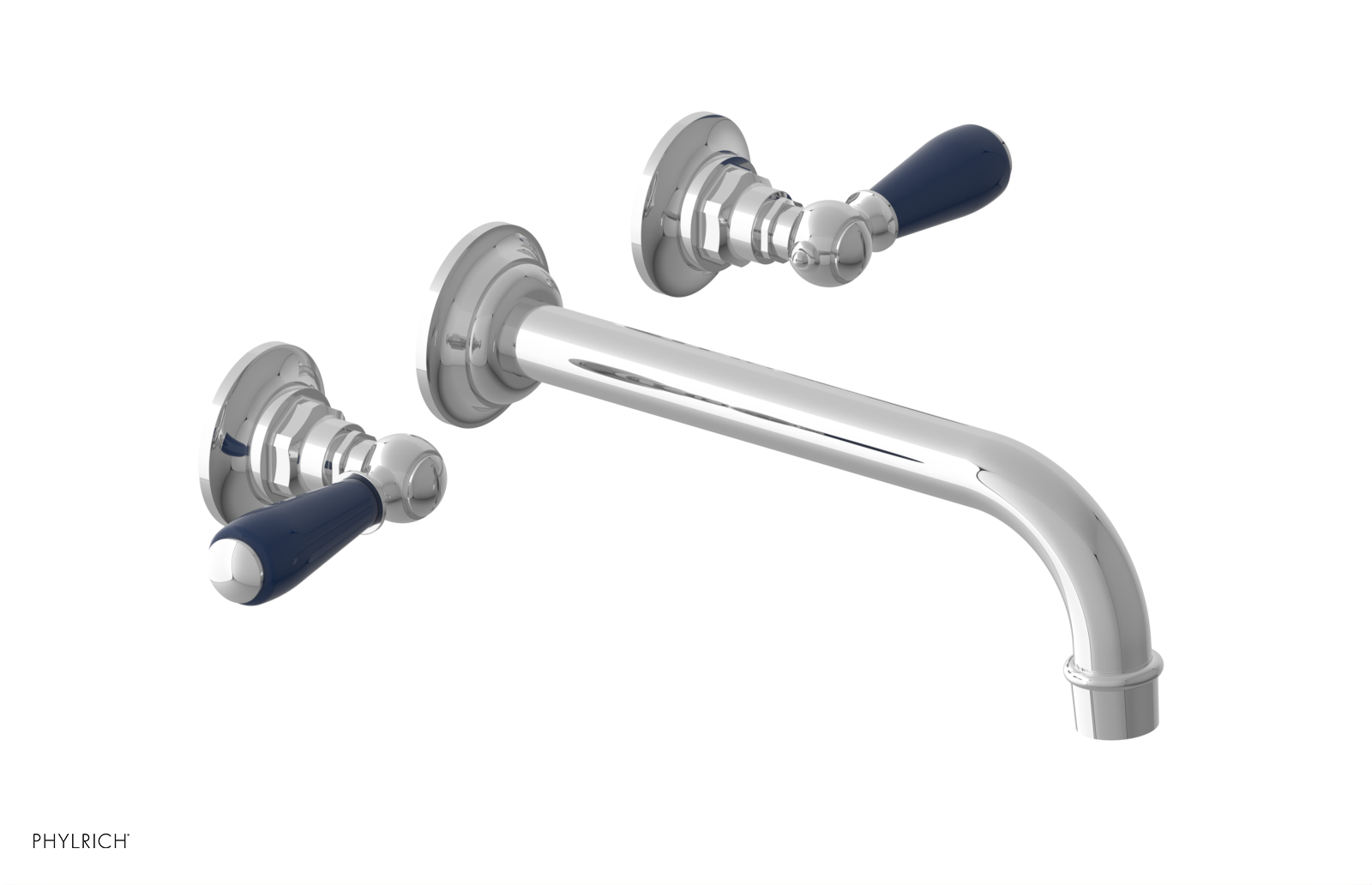 JAMESTOWN Wall Lavatory Set - 10" Spout - Lever Handle with "Navy Blue" Accents 165-12-10
