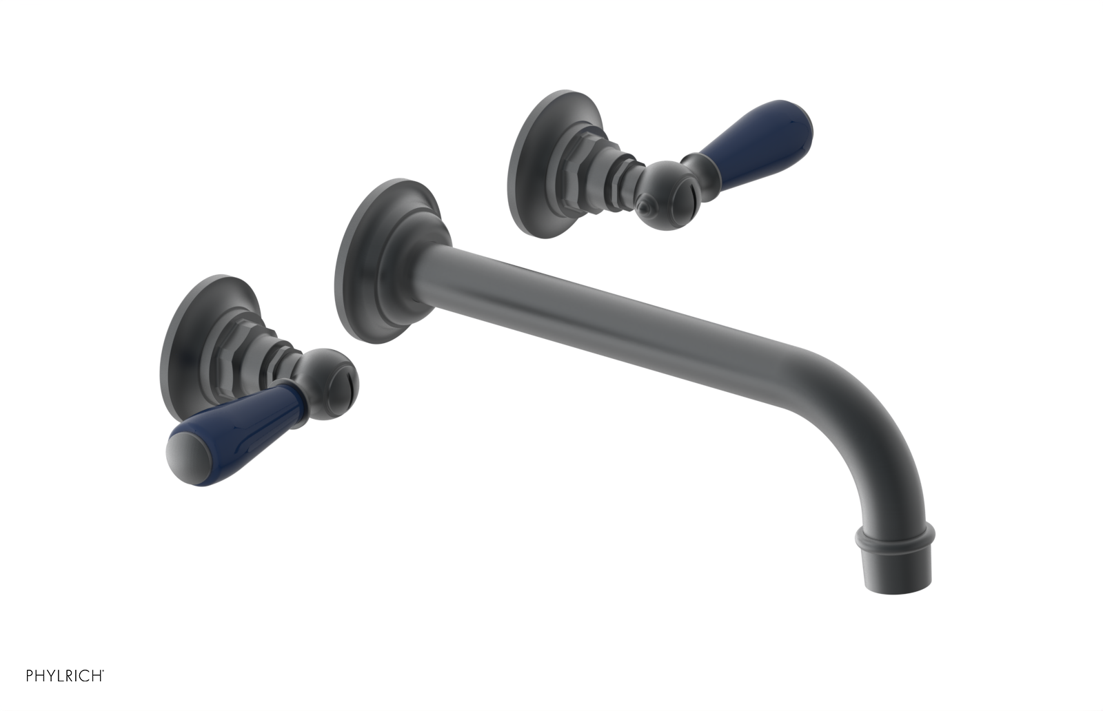 JAMESTOWN Wall Lavatory Set - 10" Spout - Lever Handle with "Navy Blue" Accents 165-12-10