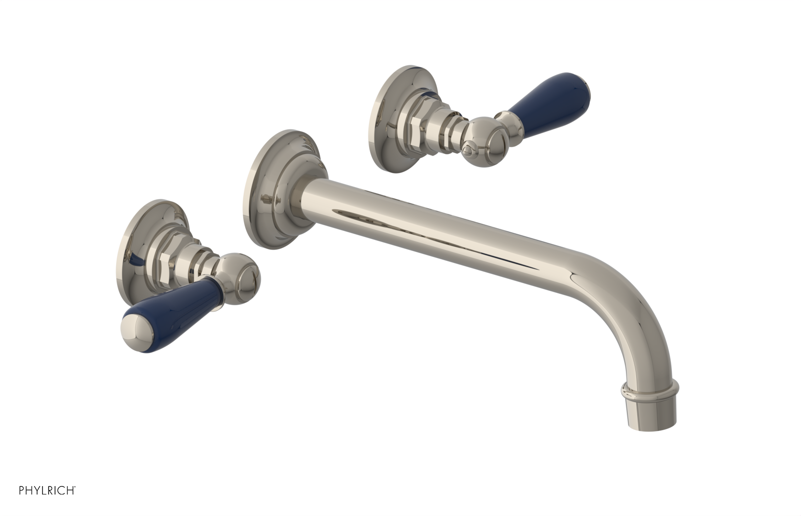JAMESTOWN Wall Lavatory Set - 10" Spout - Lever Handle with "Navy Blue" Accents 165-12-10