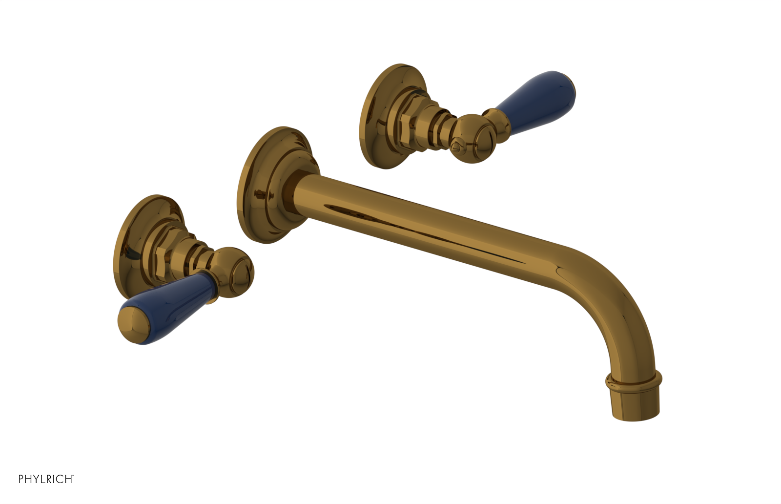 JAMESTOWN Wall Lavatory Set - 10" Spout - Lever Handle with "Navy Blue" Accents 165-12-10