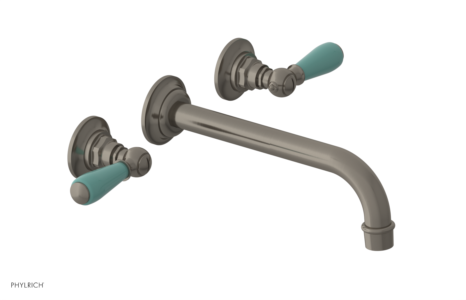 JAMESTOWN Wall Lavatory Set - 10" Spout - Lever Handle with "Turqoise" Accents 165-12-10