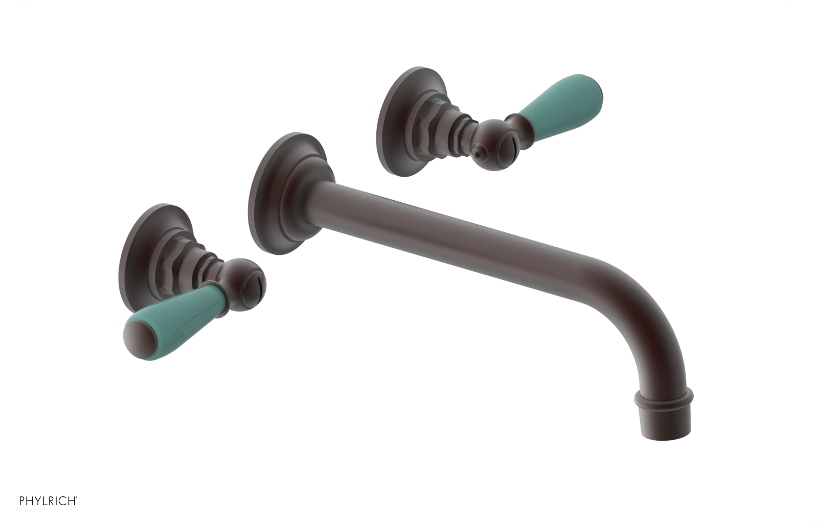 JAMESTOWN Wall Lavatory Set - 10" Spout - Lever Handle with "Turqoise" Accents 165-12-10