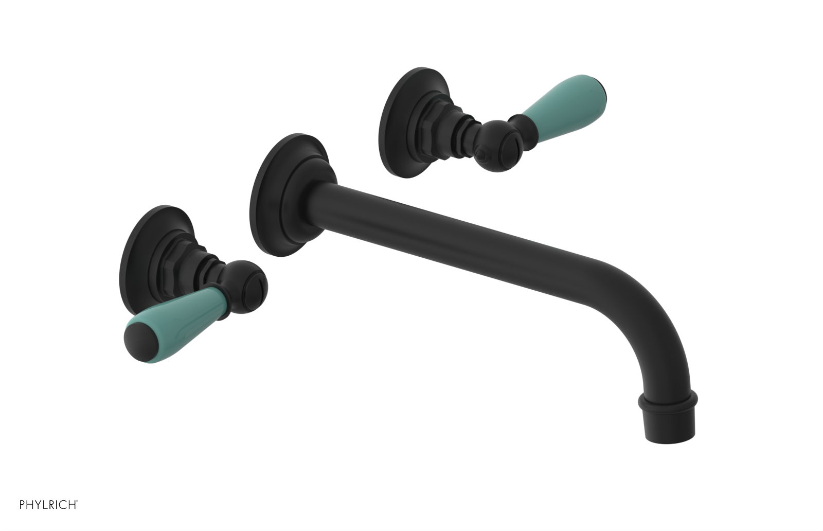 JAMESTOWN Wall Lavatory Set - 10" Spout - Lever Handle with "Turqoise" Accents 165-12-10