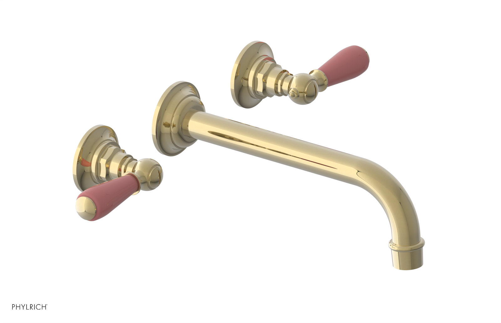 JAMESTOWN Wall Lavatory Set - 10" Spout - Lever Handle with "Pink" Accents 165-12-10
