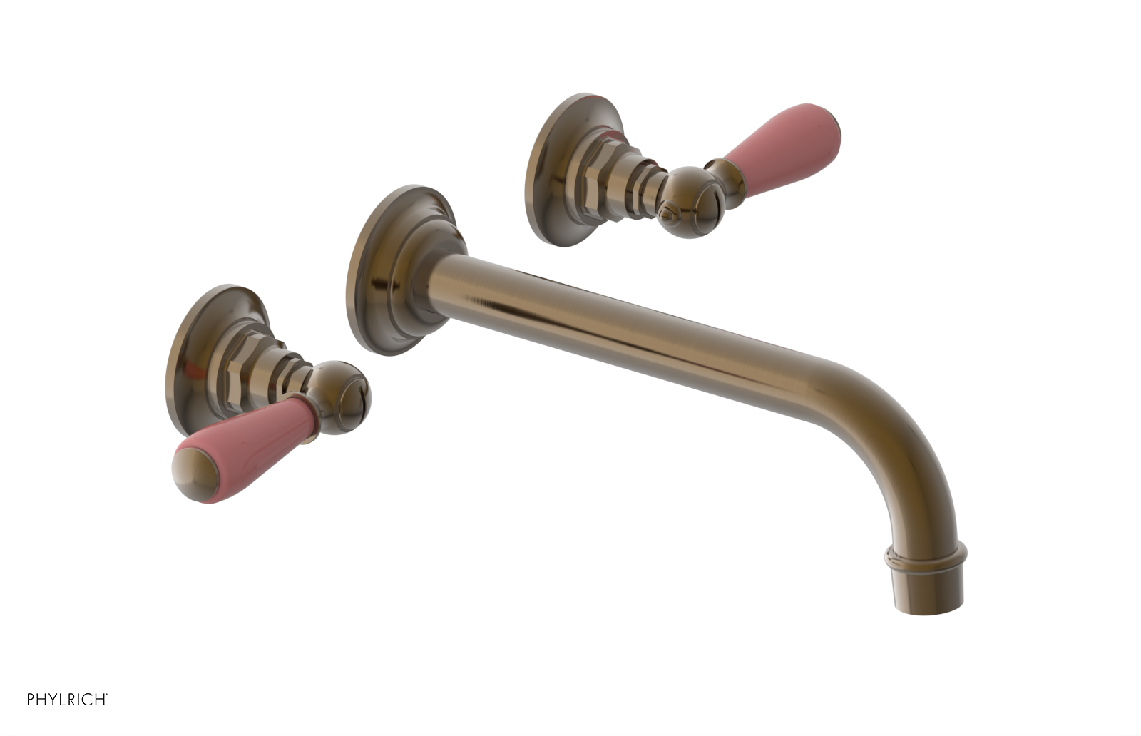 JAMESTOWN Wall Lavatory Set - 10" Spout - Lever Handle with "Pink" Accents 165-12-10