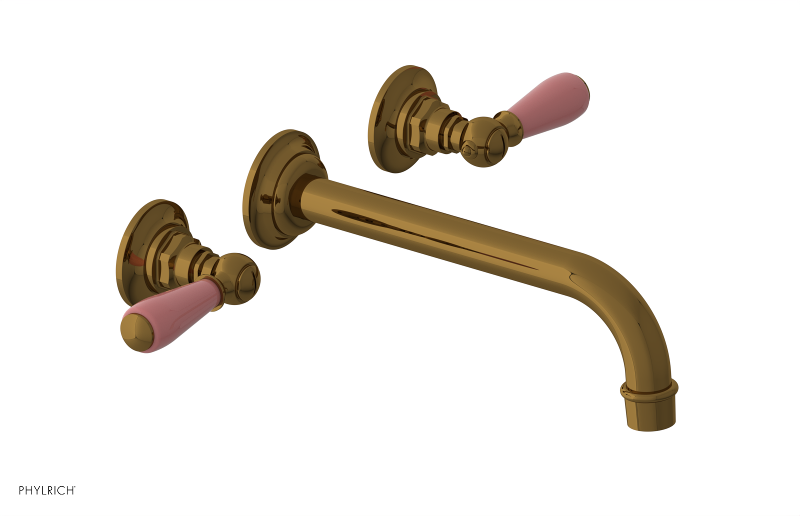 JAMESTOWN Wall Lavatory Set - 10" Spout - Lever Handle with "Pink" Accents 165-12-10