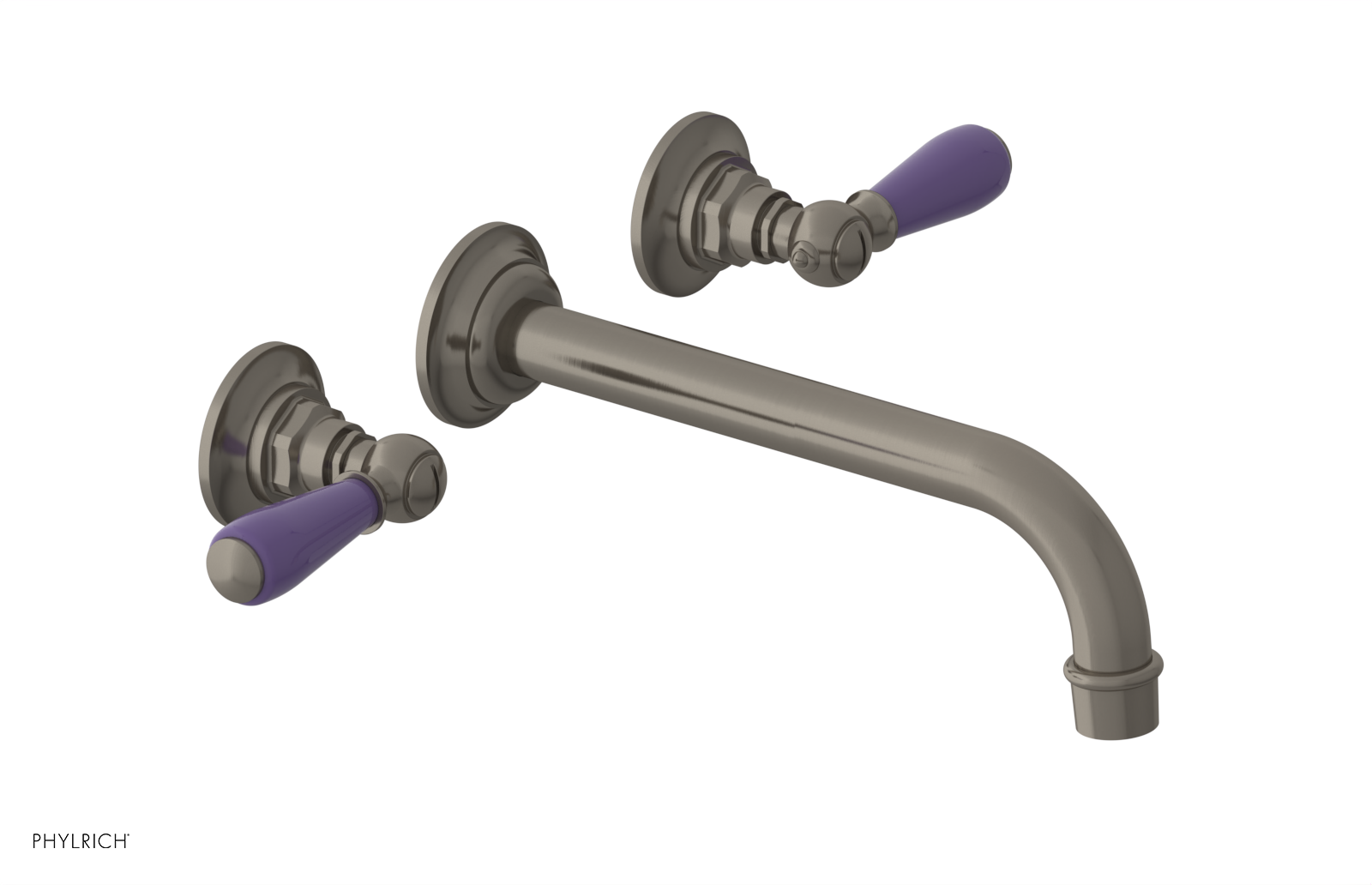 JAMESTOWN Wall Lavatory Set - 10" Spout - Lever Handle with "Purple" Accents 165-12-10