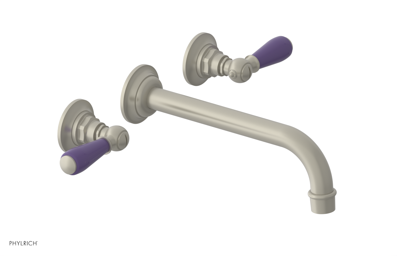 JAMESTOWN Wall Lavatory Set - 10" Spout - Lever Handle with "Purple" Accents 165-12-10