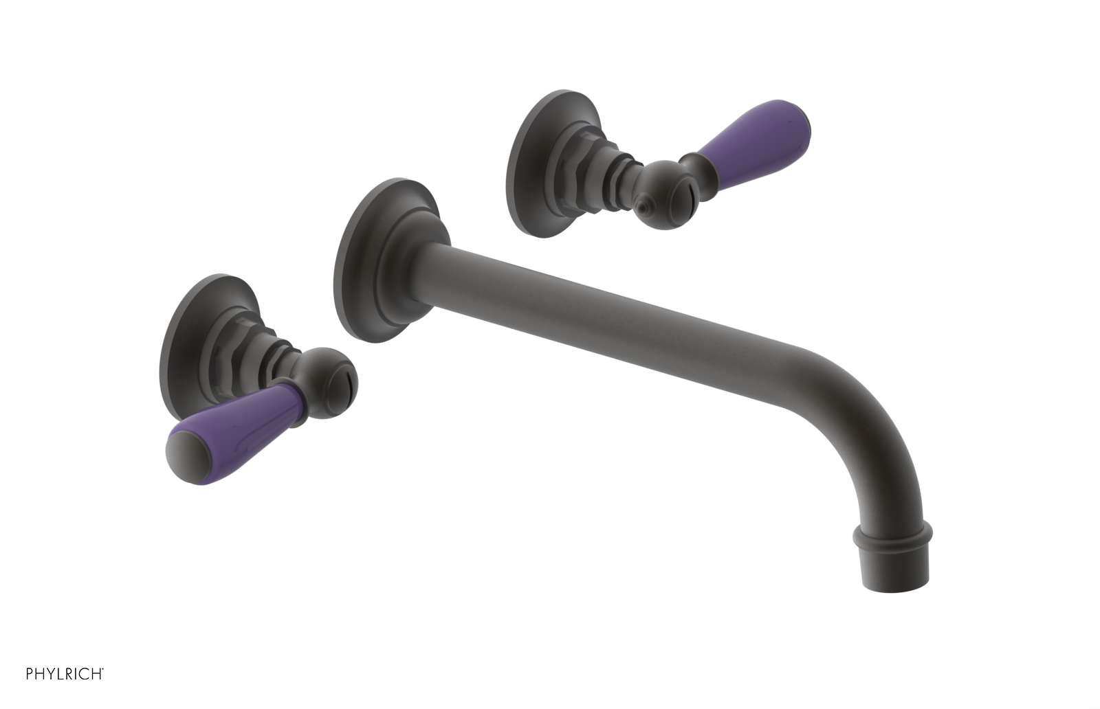 JAMESTOWN Wall Lavatory Set - 10" Spout - Lever Handle with "Purple" Accents 165-12-10