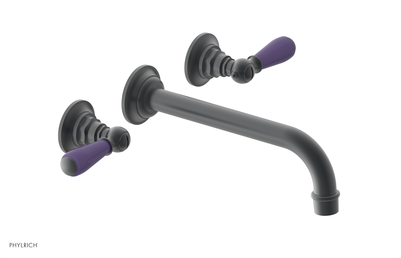 JAMESTOWN Wall Lavatory Set - 10" Spout - Lever Handle with "Purple" Accents 165-12-10
